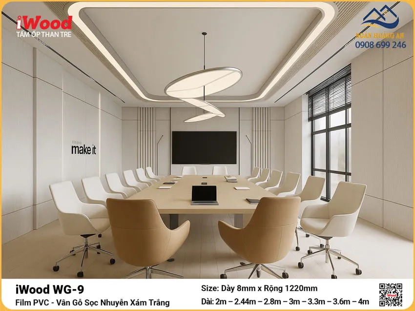 Tấm Than Tre iWood WG-9 Vân Gỗ Ốp Văn Phòng Hiện Đại