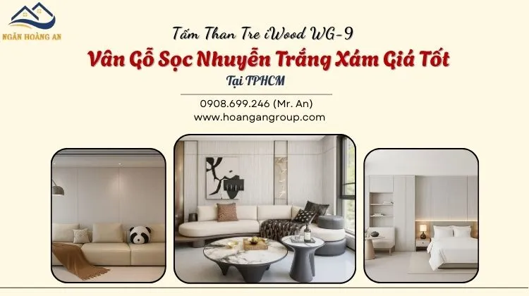 Tấm Than Tre iWood WG-9 Vân Gỗ Sọc Nhuyễn Trắng Xám Giá Tốt Tại TPHCM