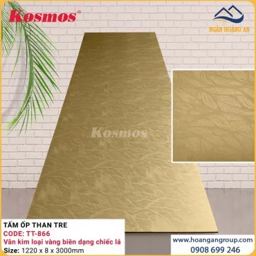 Tấm Ốp Than Tre Kim Loại Vàng Biên Dạng Chiếc Lá Kosmos TT-866