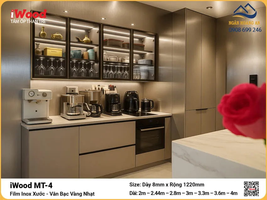 Tấm Than Tre MT-4 iWood Inox Xước Vàng Nhạt Ốp Nhà Bếp Tấm Than Tre MT-4 iWood Inox Xước Vàng Nhạt Ốp Nhà Bếp
