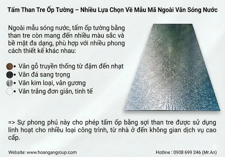 Tấm Than Tre Ốp Tường – Nhiều Lựa Chọn Về Mẫu Mã Ngoài Vân Sóng Nước