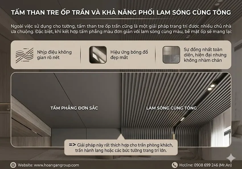 Tấm Than Tre Ốp Trần Và Khả Năng Phối Lam Sóng Cùng Tông
