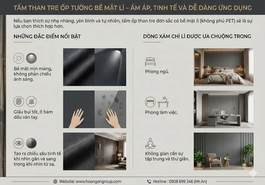 Tấm Than Tre Ốp Tường Bề Mặt Lì – Ấm Áp, Tinh Tế Và Dễ Dàng Ứng Dụng