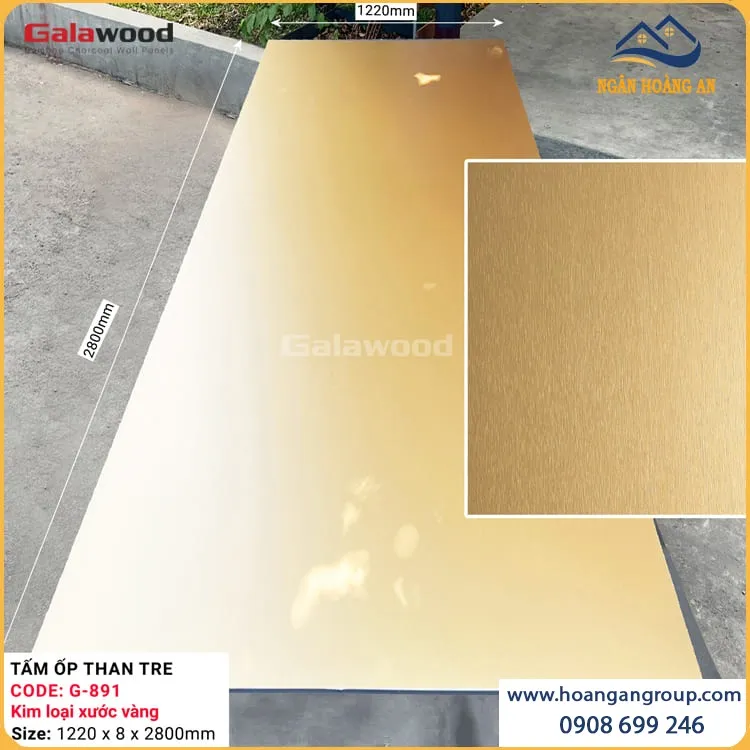 Tấm Than Tre Ốp Tường Đa Năng Kim Loại Xước Vàng Galawood G-891 Tấm Than Tre Ốp Tường Đa Năng Kim Loại Xước Vàng Galawood G-891