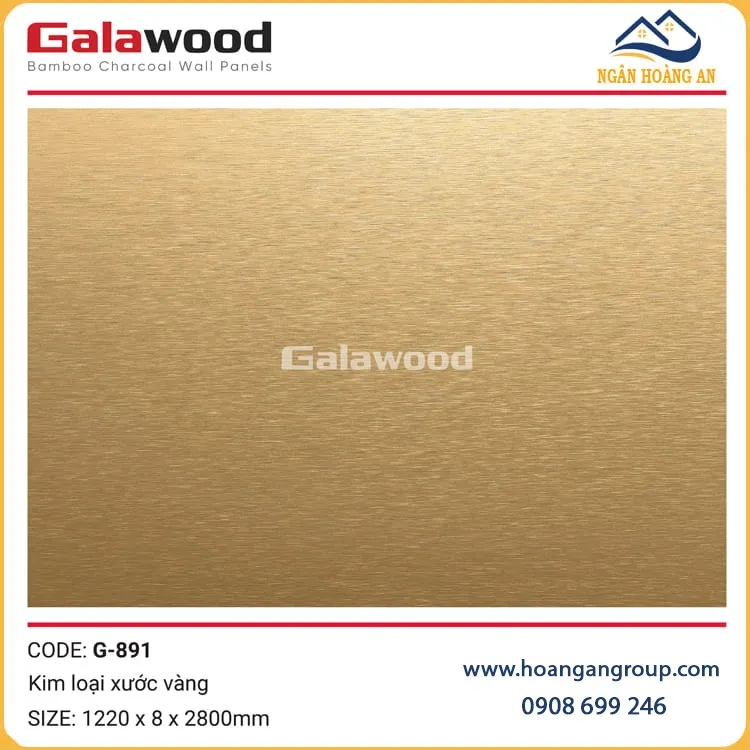Tấm Than Tre Ốp Tường Đa Năng Kim Loại Xước Vàng Galawood G-891 Tấm Than Tre Ốp Tường Đa Năng Kim Loại Xước Vàng Galawood G-891