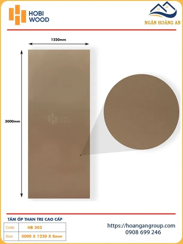 Tấm Than Tre Ốp Tường Vân Đơn Sắc Hobiwood HB 303