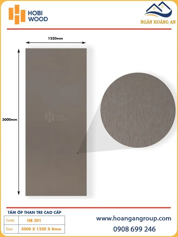 Tấm Than Tre Ốp Trần Vân Kim Loại Hobiwood HB 301 Tấm Than Tre Ốp Trần Vân Kim Loại Hobiwood HB 301