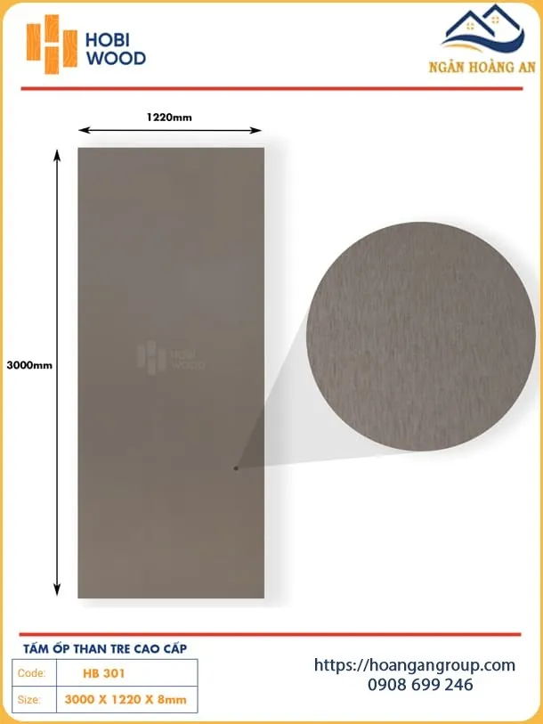 Tấm Than Tre Ốp Tường Vân Kim Loại Hobiwood HB 301
