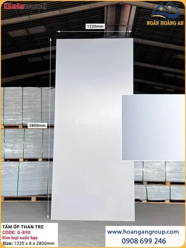 Tấm Ốp Than Tre Sợi Đa Dạng Kim Loại Xước Bạc Galawood G-890