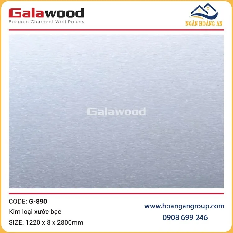 Tấm Ốp Than Tre Sợi Đa Dạng Kim Loại Xước Bạc Galawood G-890