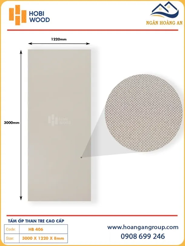 Tấm Ốp Đa Năng Than Tre Vân Vải Bố Hobiwood HB 406 Tấm Ốp Đa Năng Than Tre Vân Vải Bố Hobiwood HB 406