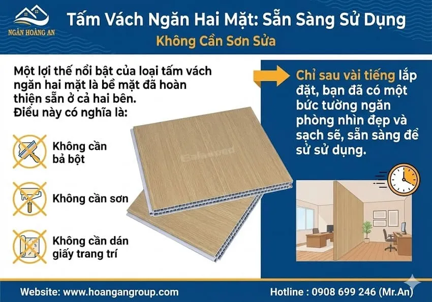 Tấm Vách Ngăn Hai Mặt: Sẵn Sàng Sử Dụng Không Cần Sơn Sửa