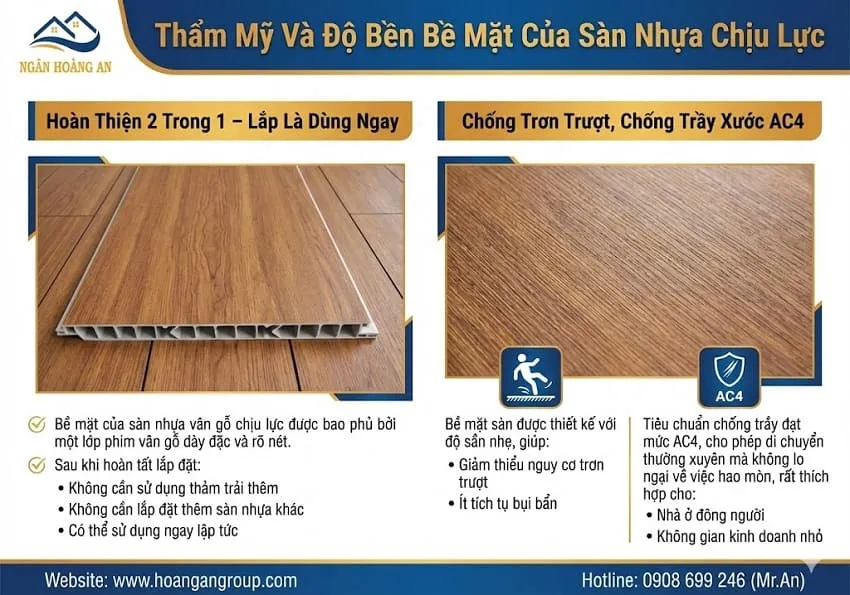 Thẩm Mỹ Và Độ Bền Bề Mặt Của Sàn Nhựa Chịu Lực