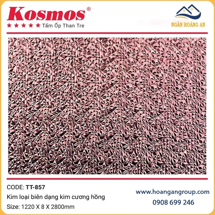 Tấm Ốp Than Tre Kosmos Kim Loại Biên Dạng Kim Cương Hồng TT-857