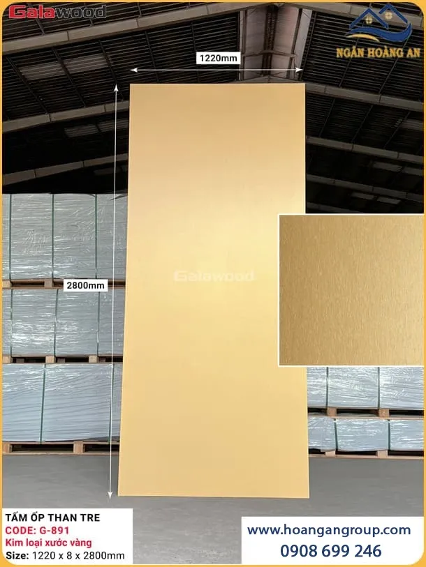 Tấm Than Tre Ốp Tường Đa Năng Kim Loại Xước Vàng Galawood G-891 Tấm Than Tre Ốp Tường Đa Năng Kim Loại Xước Vàng Galawood G-891