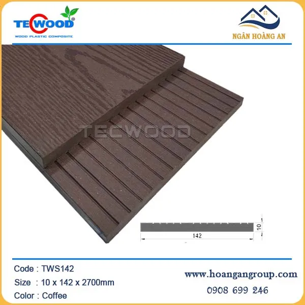 Thanh Lam Đa Năng Gỗ Nhựa Ngoài Trời Tecwood TWS142 Coffee
