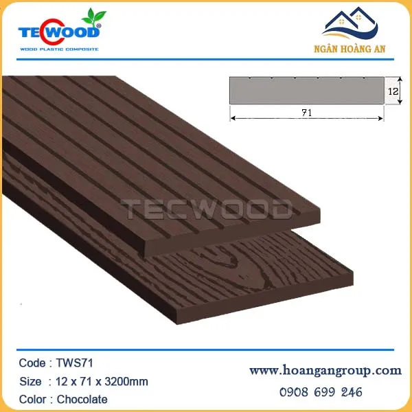 Thanh Lam Đa Năng Gỗ Nhựa Trang Trí Tecwood TWS71 Chocolate