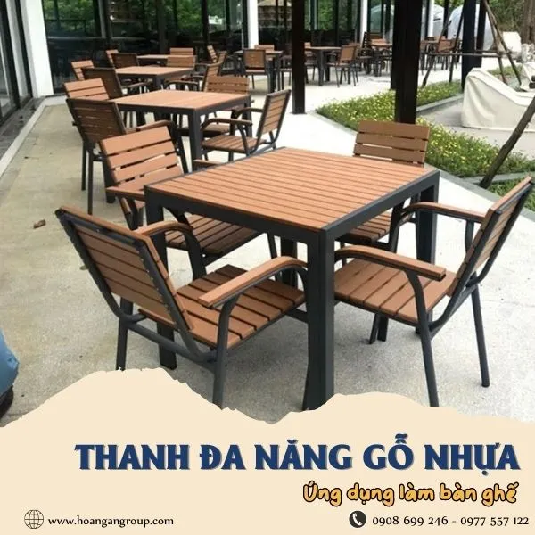 Bàn Ghế Gỗ Nhựa Từ Thanh Đa Năng Ngoài Trời