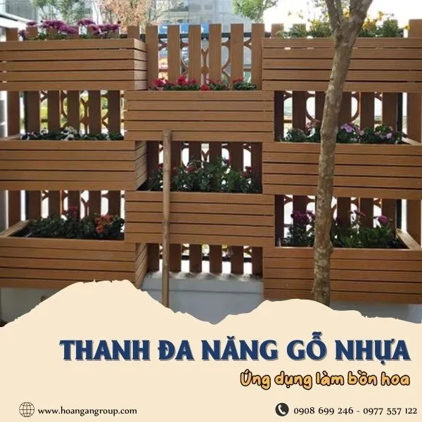 Bồn Hoa Gỗ Nhựa Từ Thanh Đa Năng Ngoài Trời