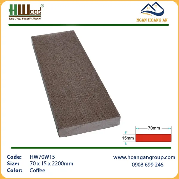 Thanh Lam Đa Năng Gỗ Nhựa Trang Trí Hwood HW70W15 Coffee