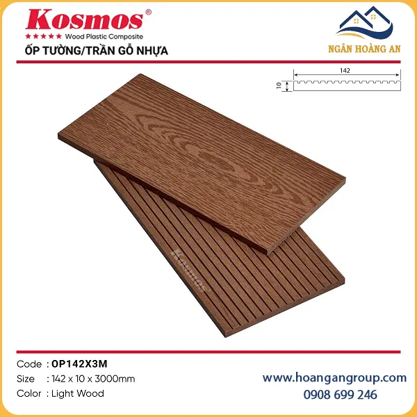 Thanh Lam Đa Năng Gỗ Nhựa Ngoài Trời Kosmos OP142X3M Light Wood