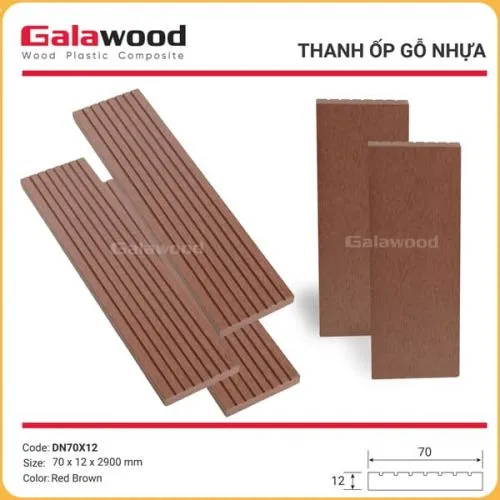 Thanh Đa Năng Gỗ Nhựa Ngoài Trời Galawood DN70X12 Red Brown