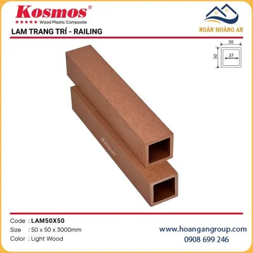 Thanh Lam Gỗ Nhựa Ngoài Trời Kosmos 50x50 Light Wood