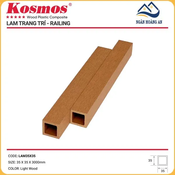 Thanh Lam Gỗ Nhựa Ngoài Trời Kosmos 35 x 35 Light Wood