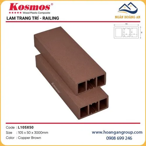 Thanh Lam Gỗ Nhựa Ngoài Trời Kosmos L105x50 Copper Brown