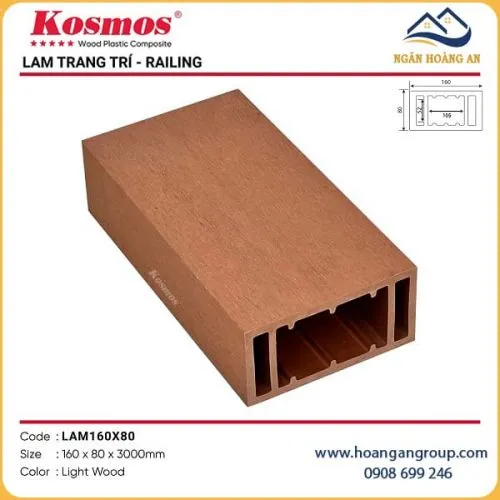 Thanh Lam Gỗ Nhựa Ngoài Trời Kosmos LAM160x80 Light Wood