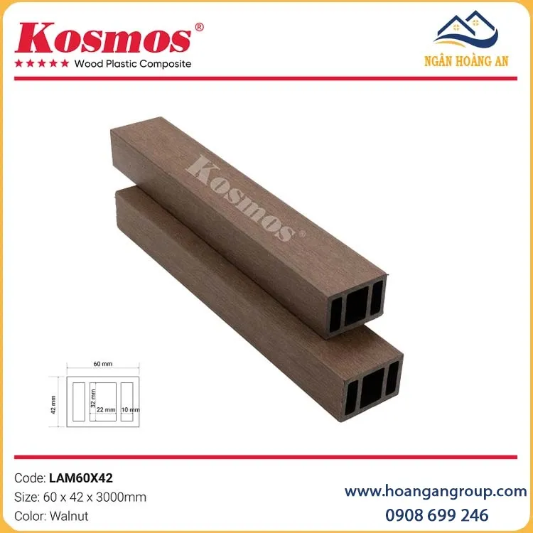 Thanh Lam Hộp Gỗ Nhựa 2 Da Kosmos Lam60X42 Walnut