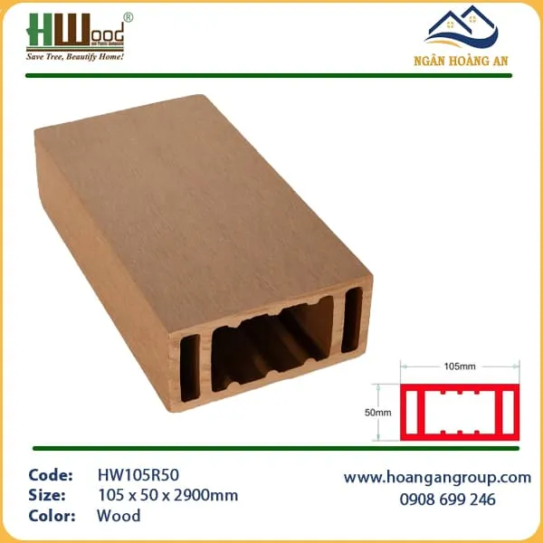 Thanh Lam Hộp Gỗ Nhựa Ngoài Trời Hwood HW105R50 Wood