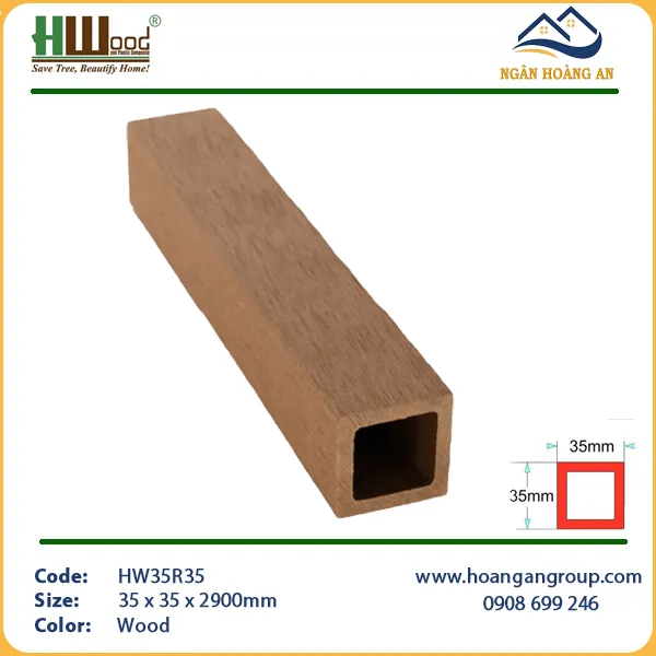 Thanh Lam Hộp Gỗ Nhựa Ngoài Trời Hwood HW35R35 Wood