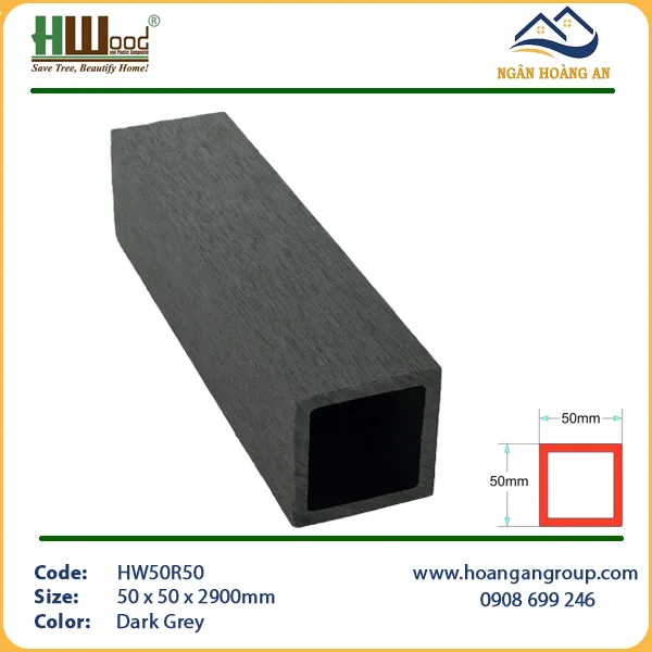 Thanh Lam Hộp Gỗ Nhựa Ngoài Trời Hwood HW50R50 Dark Grey