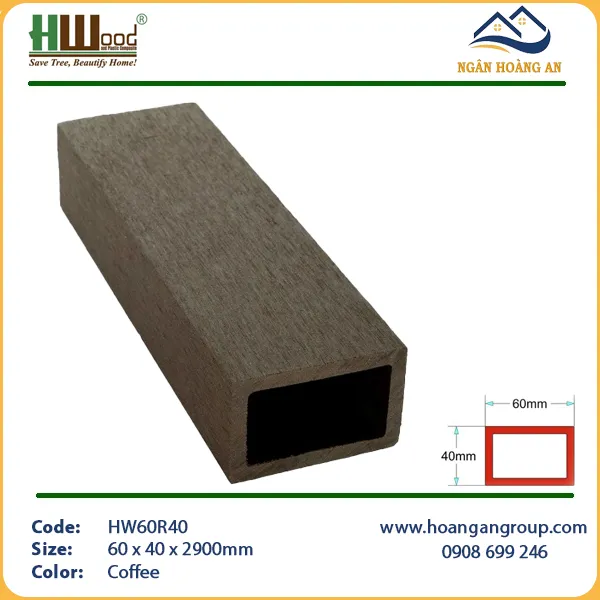 Thanh Lam Hộp Gỗ Nhựa Ngoài Trời Hwood HW60R40 Coffee