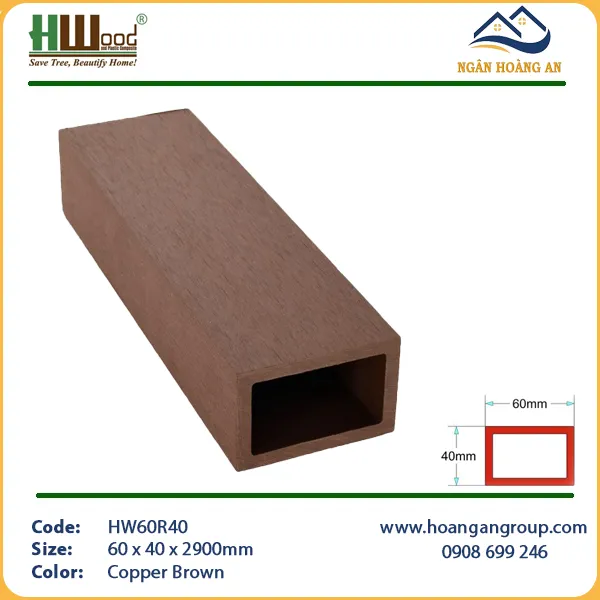 Thanh Lam Hộp Gỗ Nhựa Ngoài Trời Hwood HW60R40 Copper Brown