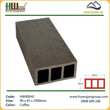 Thanh Lam Gỗ Nhựa Trang Trí Ngoài Trời Hwood HW90R45 Coffee