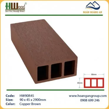 Lam Gỗ Nhựa Trang Trí Ngoài Trời Hwood HW90R45 Copper Brown