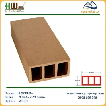 Thanh Lam Gỗ Nhựa Trang Trí Ngoài Trời Hwood HW90R45 Wood