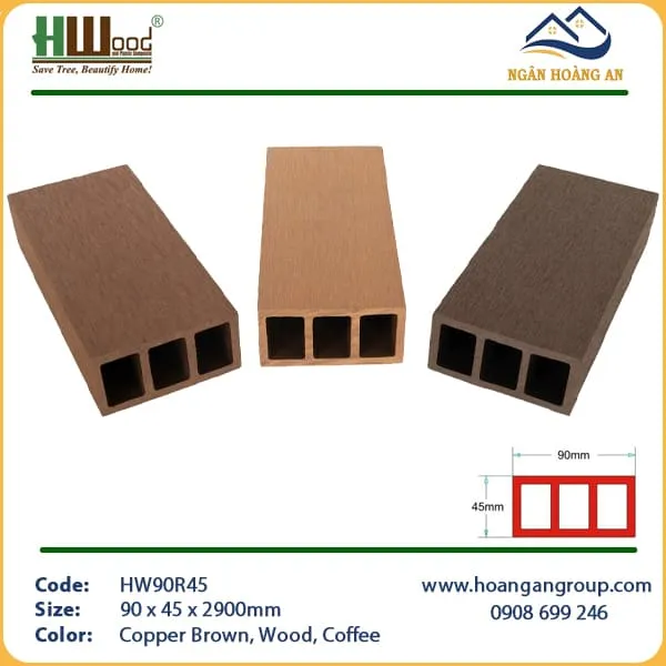 Thanh Lam Hộp Gỗ Nhựa Ngoài Trời Hwood HW90R45