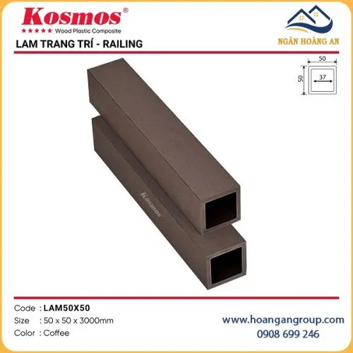 Thanh Lam Gỗ Nhựa Ngoài Trời Kosmos 50x50 Coffee