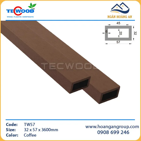 Thanh Lam Gỗ Nhựa Trang Trí Ngoài Trời TecWood TW57 Coffee