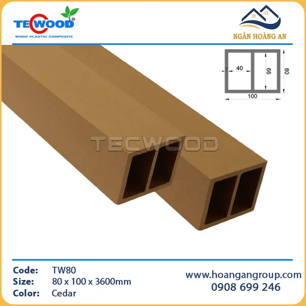 Thanh Lam Hộp Gỗ Nhựa Ngoài Trời TecWood TW80 Cedar