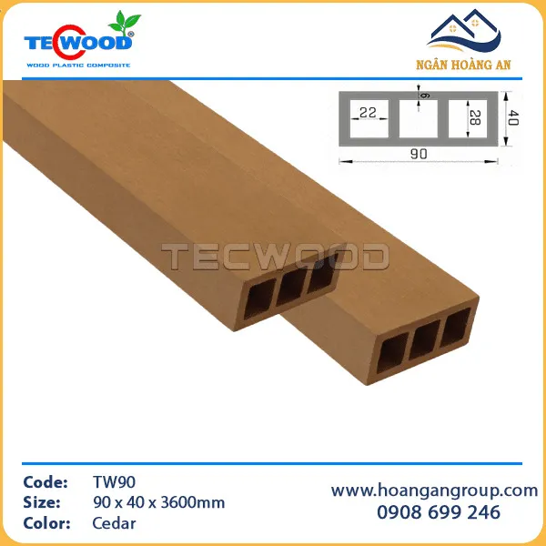 Thanh Lam Hộp Gỗ Nhựa Ngoài Trời TecWood TW90 Cedar