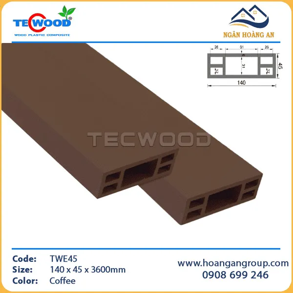 Thanh Lam Gỗ Nhựa Ngoài Trời TecWood TWE45 Coffee