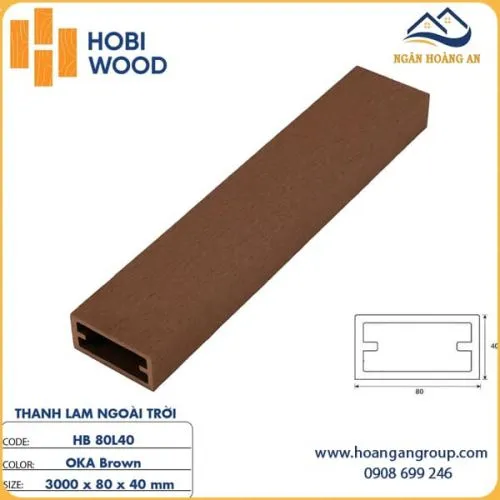 Thanh Lam Hộp Gỗ Nhựa Ngoài Trời Hobi Wood HB80L40 Oka Brown