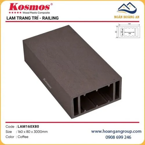 Thanh Lam Gỗ Nhựa Ngoài Trời Kosmos LAM160x80 Coffee