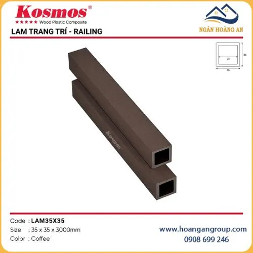 Thanh Lam Gỗ Nhựa Ngoài Trời Kosmos 35x35 Coffee