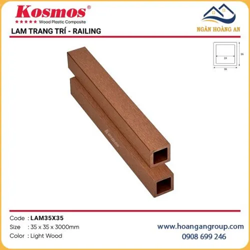 Thanh Lam Gỗ Nhựa Ngoài Trời Kosmos 35x35 Light Wood