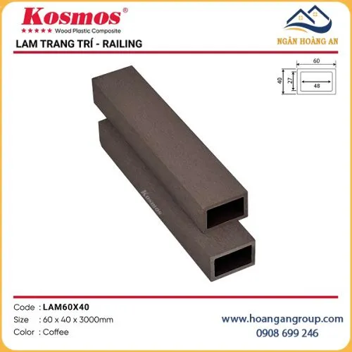 Thanh Lam Gỗ Nhựa Ngoài Trời Kosmos LAM60x40 Coffee
